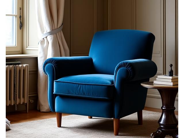 Fauteuil de luxe en velours bleu