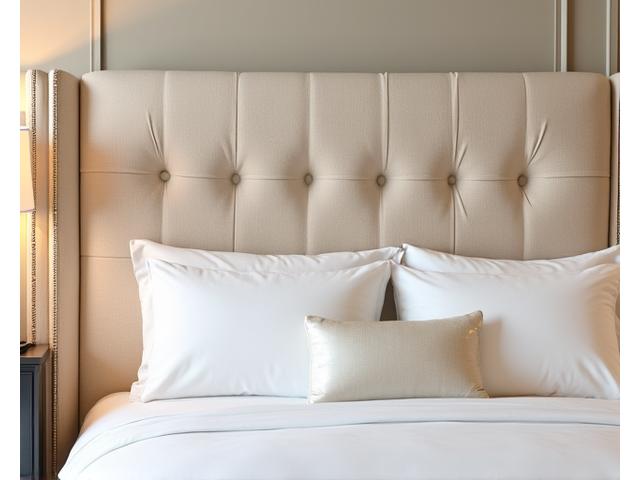 Tête de lit capitonnée sur mesure en tissu beige
